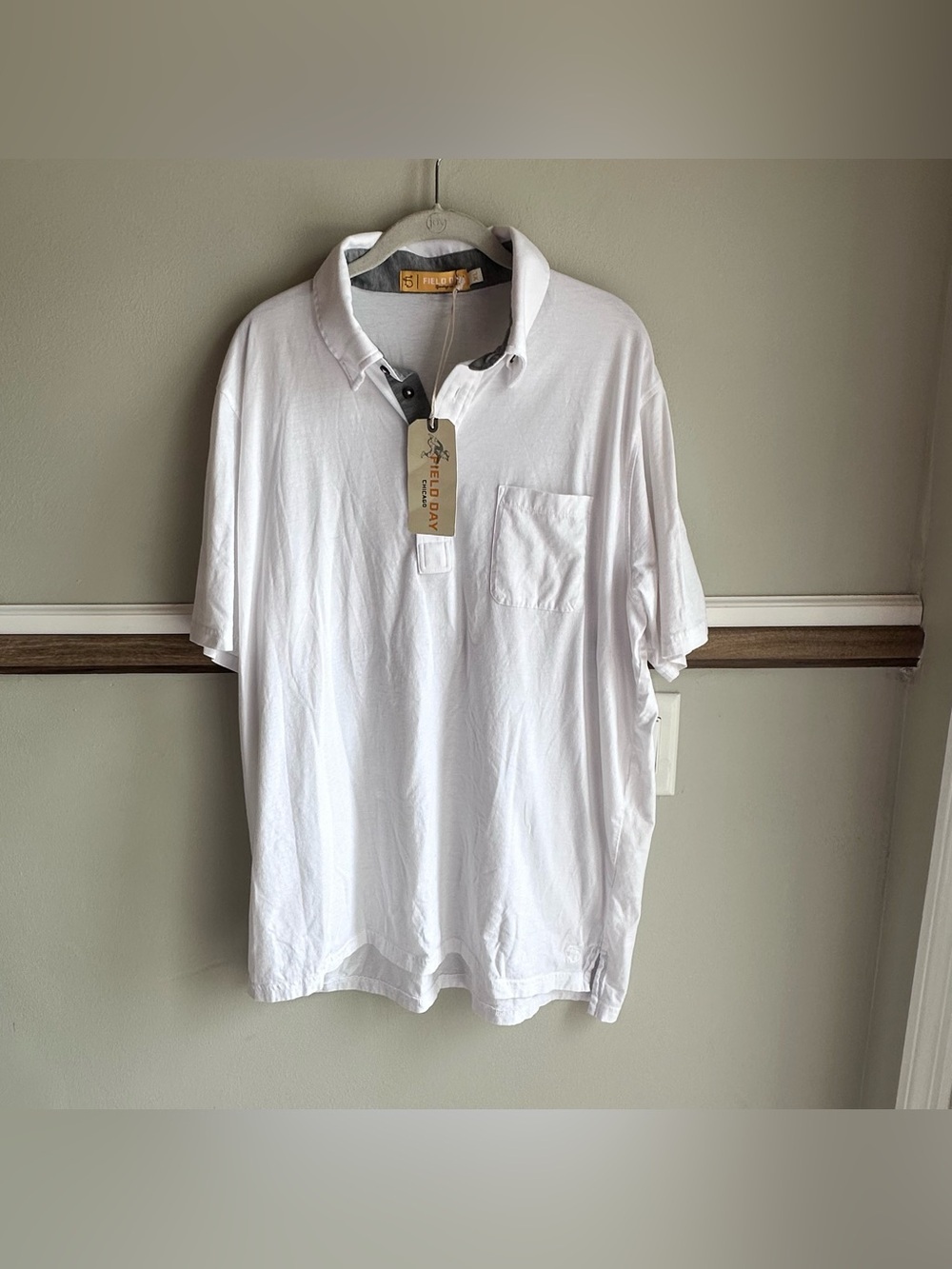 Field Day Sporting Co Francis Pocket White  Golf Polo Shirt Logo​